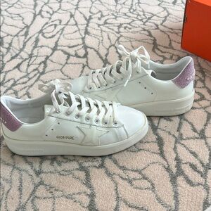 Golden Goose Women's White Sneakers with Purple Accents